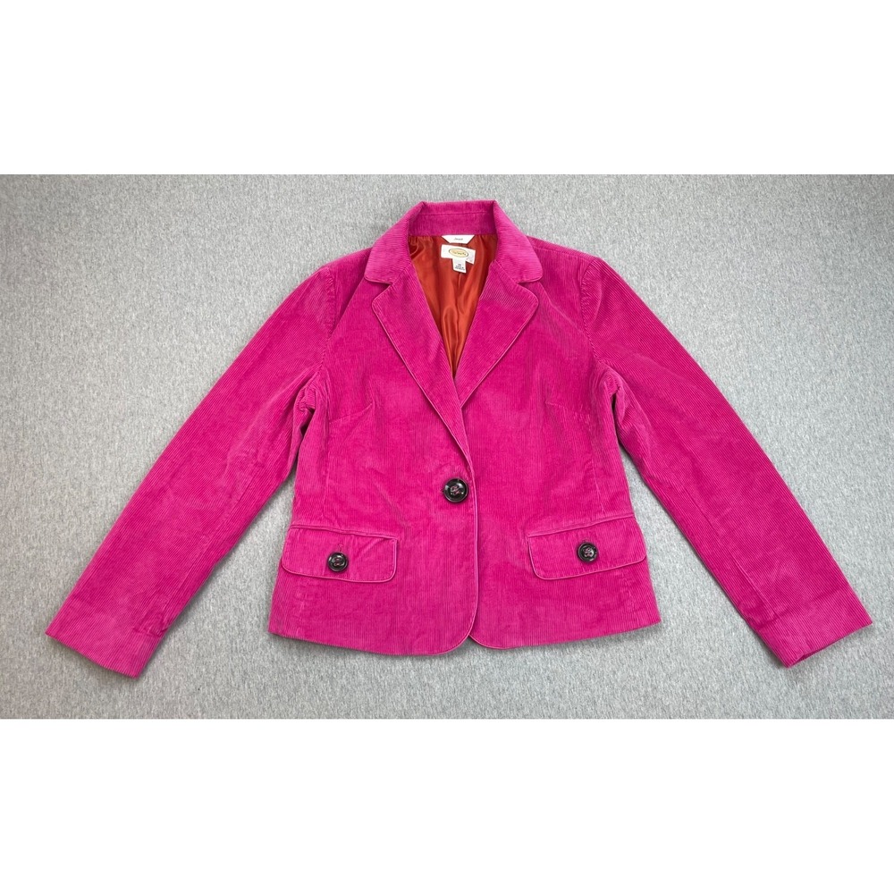 Talbots Jacket Womens 10 Pink Cotton Blend Stretch One-Button Corduroy